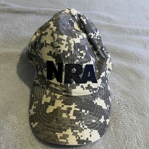 NRA Digital Camo Baseball Hat Adjustable Hook and Loop Strapback EST 1871 Gray